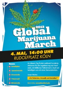 Plakat des Global Marijuana March 2013 in Köln
