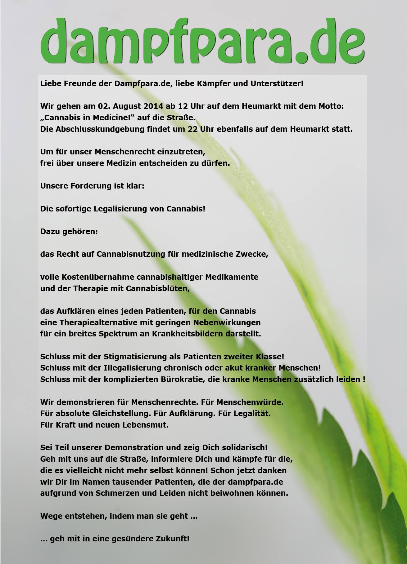 Forderungen der Dampfparade 2014 in Köln