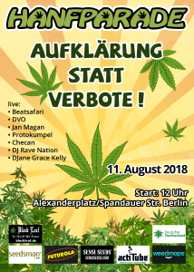 Hanfparade 2018 Flyer, Grafik: Doro Tops