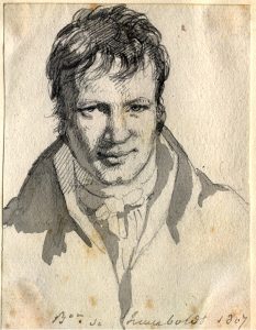 Alexander von Humboldt, in Berlin 1807, Bleistift und Tusche (Zeichnung von Frédéric d’Houdetot)