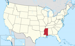 Lage von Mississippi in den USA, Wikimedia: User: TUBS, CC BY-SA 3.0