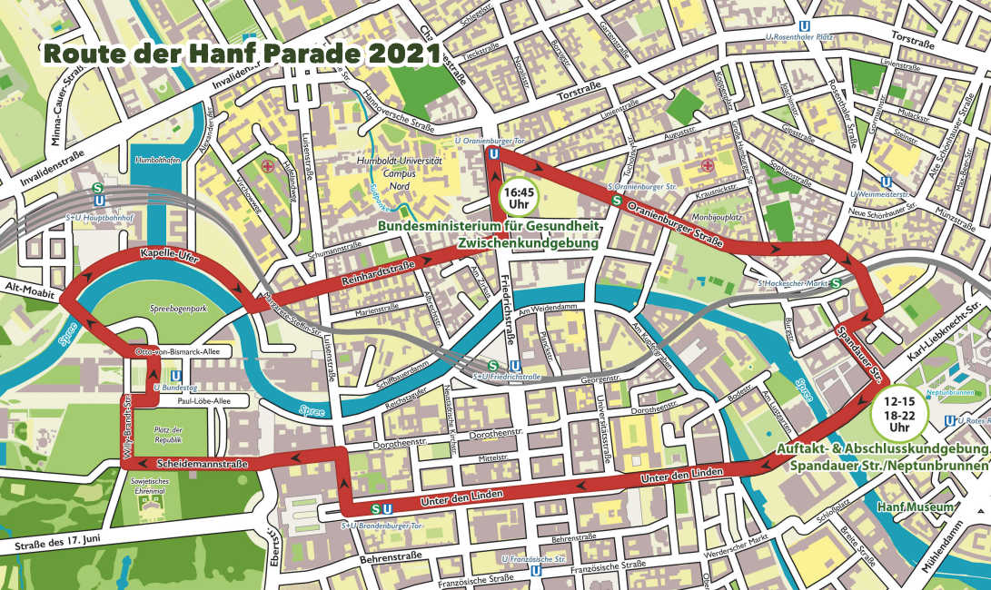 Routenplan der Hanfparade 2021