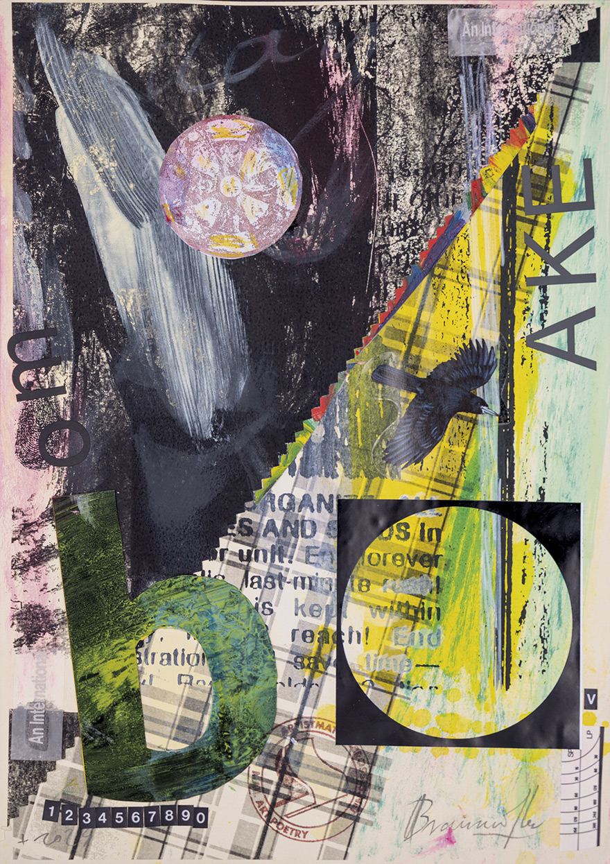 + Olbrich, Fly, mixed media on paper, 38 x 29 cm, 2024.