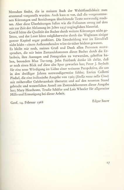 Edgar Snow, Roter Stern über China, März Verlag