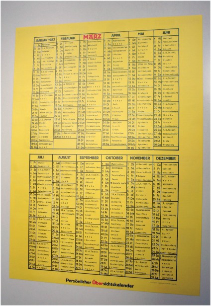 März-Kalender 1983, persönlichen Übersichtskalender, März Verlag, Schröder & Kalender