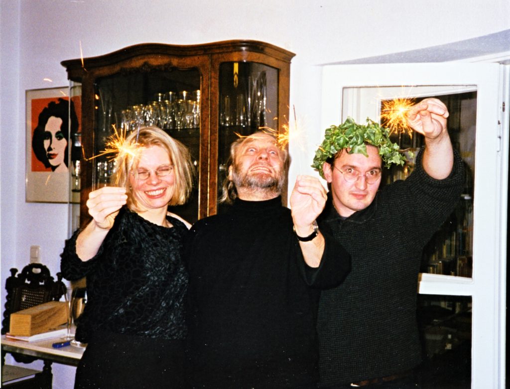 Berit Sörensen, Jörg Schröder und Gerhard Henschel, Silvester 2000, Foto: Barbara Kalender