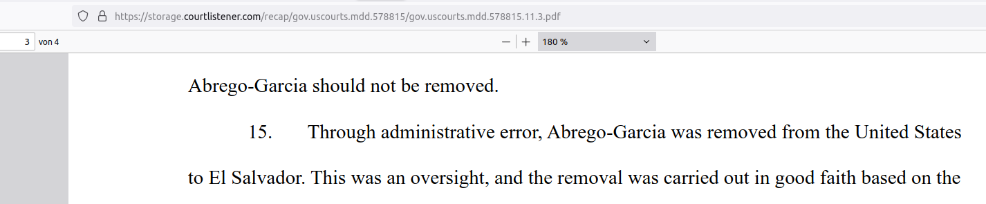 Through administrative error, Abrego-Garcia was removed from the United States to El Salvador. This was an oversight, and the removal was carried out in good faith